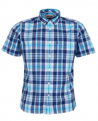 Barbour Madras 9 Short Sleeved Tailored Shirt - Navy