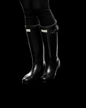 Hunter Womens Norris Field Gloss Black Wellington Boots