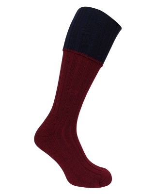 Hoggs of Fife - Contrast Turnover Top Stockings - Burgundy