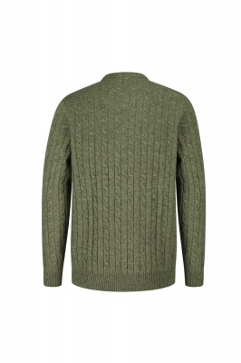 Hoggs of Fife Jedburgh Crew Neck Cable Pullover - Thyme