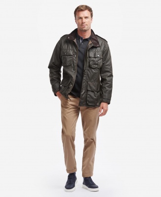 Barbour Trooper Waxed Cotton Jacket - Olive