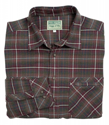 Hoggs Of Fife Countrysport Luxury Hunting Shirt - Olive & Wine Check