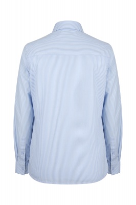 Hoggs of Fife Bonnie II Ladies Cotton Shirt - Light Blue Stripe