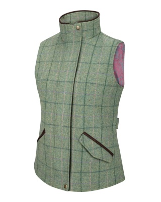 Hoggs of Fife Roslin Ladies Technical Tweed Waistcoat - Spring Bracken