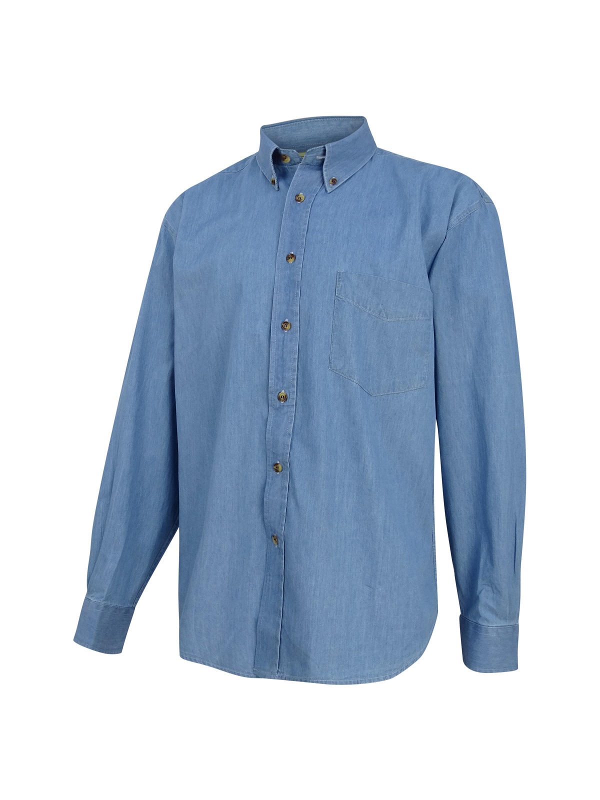 Hoggs of Fife Classic Chambray  Cotton Shirt Sea Blue