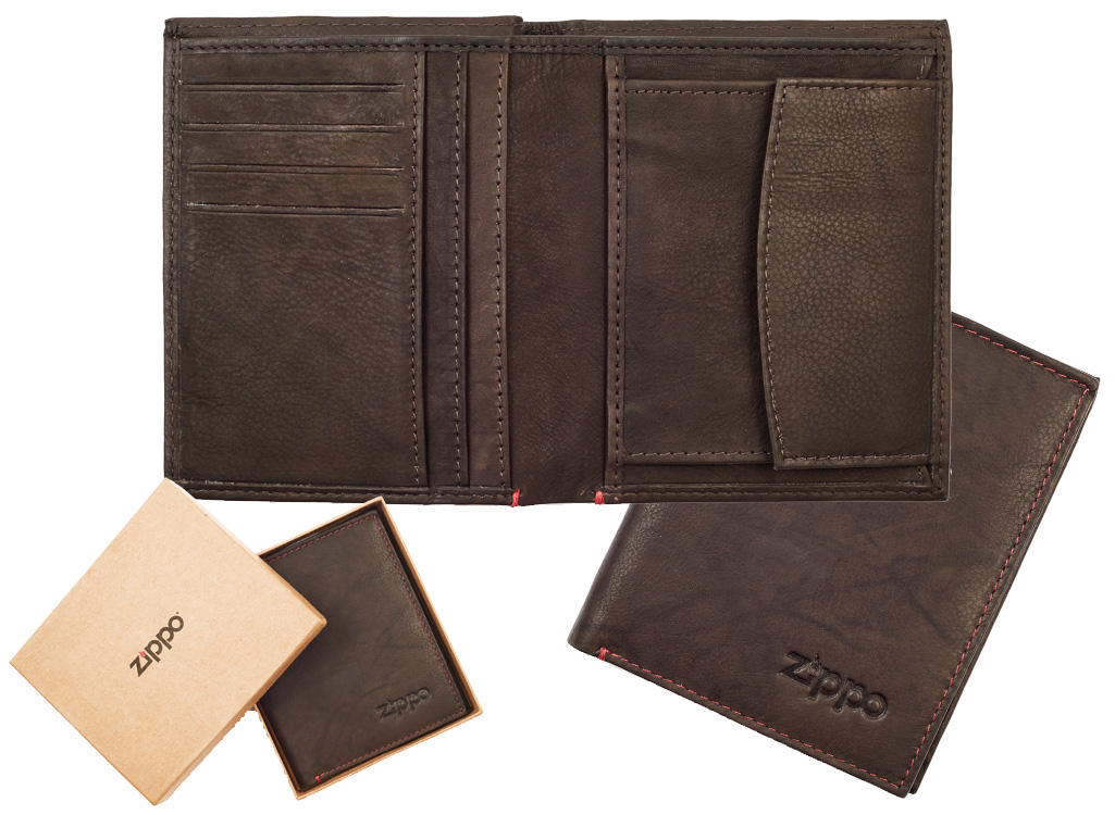 Zippo Leather Vertical Wallet (Mocha)