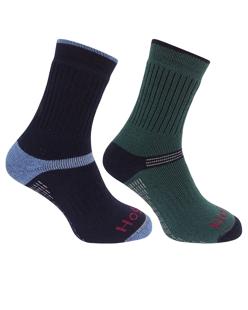 Hoggs of Fife - Tech Active Socks - Green/Navy (Twin Pack)