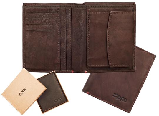 Zippo Leather Vertical Wallet - Brown