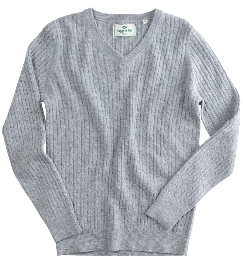 Hoggs of Fife Lauder Ladies Cable Pullover - Grey SeriousCountrySports.com