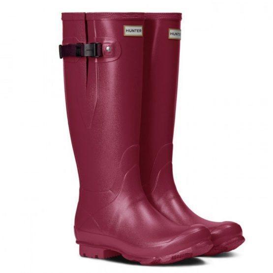 Hunter Womens Norris Field Side Adjustable Boots - Raspberry/Burgundy
