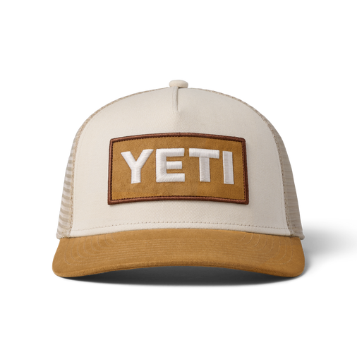 Yeti Logo Faux Suede Brim Trucker Hat - Khaki/Tan