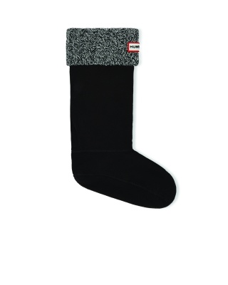Hunter 6 Stitch Cable Boot Sock - Black/Grey