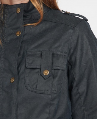 Barbour Winter Defence Waxed Cotton Jacket - Navy
