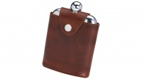 Bisley 6oz Hip Flask in Leather Pouch with Popper
