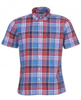 Barbour Madras 9 Short Sleeved Tailored Shirt - Mid Blue