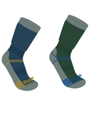 Hoggs Of Fife Field & Outdoor Coolmax Sock (Twin Pack) Green & Navy