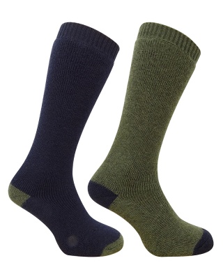 Hoggs of Fife - Country Long Sock - Dark Green/Dark Navy (Twin Pack)