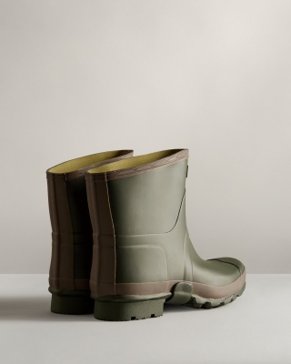 Hunter Men's Gardener Short Wellington Boots - Dark Olive / Clay